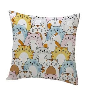 Cartoon Kitty Cats Design Zippered Pillowcase for Accent Pillow